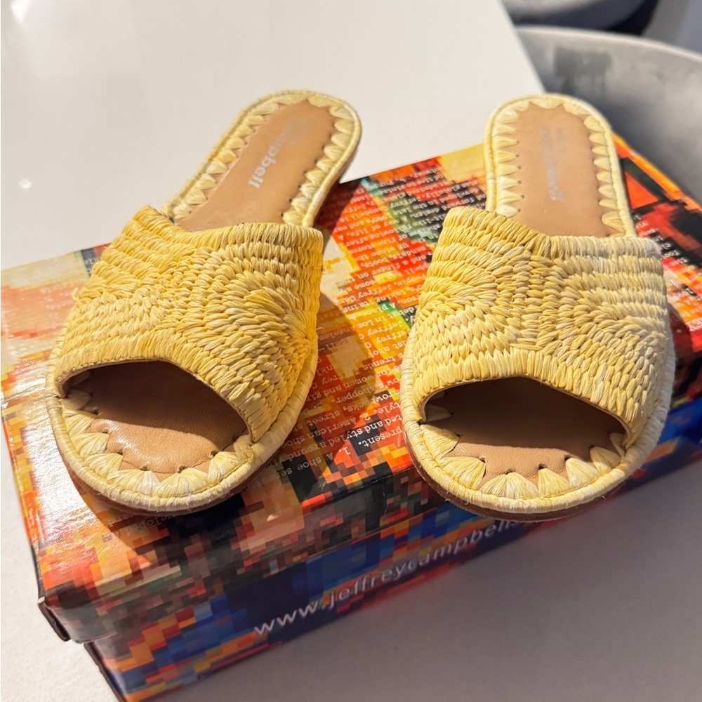 Jeffrey Campbell Yellow Woven Mules